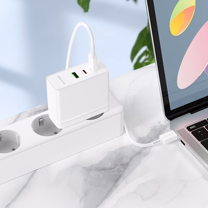 Borofone sienas lādētājs BN11 Imperial - USB + 2xType C - QC 3.0 PD 100W ar Type C uz Type C kabeli balts