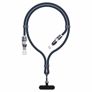 Dudao L20Max 65W 4-in-1 Cable with Lanyard USB-C to USB-C with Lightning and USB-A Adapters - blue