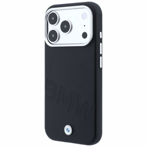 BMW maciņš IPHONE 18 Pro/17 Pro saderīgs ar MagSafe (Sign Inclined Deboss Letters) (krāsa: melna)