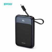 BWOO PD 20W 10000 mAh Portatīvais lādētājs With Usb-c Kabelis and Ekrāns P80 zelta