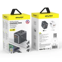 Universālais ceļojumu lādētājs Awei C-39 35W GaN 2xUSB-A/3xUSB-C melns