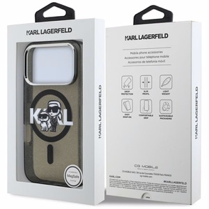 KARL LAGERFELD viedtālruņa apvalks IPHONE 17 Pro, ar magnētisko MagSafe, (KLHMP17LHGKCGKBK, IML Glitter k&C Sketch Logo) melns