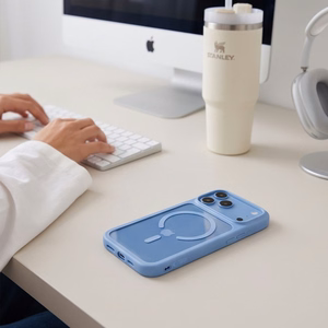 Tech-Protect MagOne CC MagSafe maciņš ar 2 rūdītiem stikliem, paredzēts iPhone 18 Pro Max / 17 Pro Max, caurspīdīgs zils