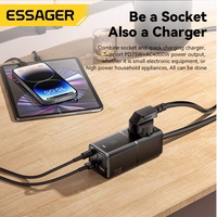 Lādētājs Essager "Boru GaN" Melns 75W (3xPD / 2xQC3.0 / 4kW-16A-250V)