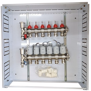Heating Manifold 6 Loops ar Thermal Actuators NC AC230V un Flow Meters