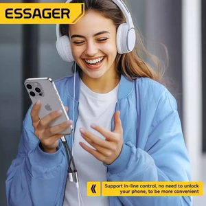 Adapteris Essager Dual String2 melns (In: Male Type-C / Out: Female 2xType-C)