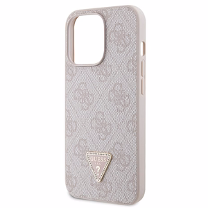 Guess GUHCP13LP4TDSCPP apvalks iPhone 13 Pro / 13 - rozā krustenisks 4G metāla logotips