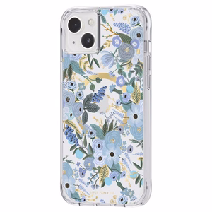 Rifle Paper Clear MagSafe vāciņš ierīcei iPhone 14 Plus, ar “Garden Party Blue” rakstu