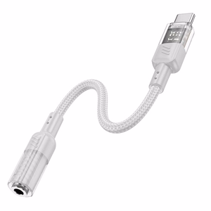 adapteris AUX USB C do Jack 3,5 mm Hoco 0,15 m LS37 transparentny pelēks