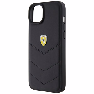 Ferrari FEHCP15MRDUK viedtālruņa apvalks iPhone 15 Plus 6.7" melns/melns ciets ar stepētu metāla logotipu