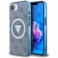 Guess IML Metal Glitter 4G Circle Triangle magnētiskais viedtālruņa apvalks iPhone 16e - zils