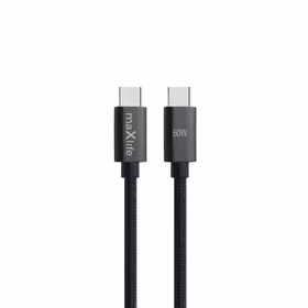 Maxlife MXUC-12 kabelis USB-C - USB-C 1,0 m 60W melns