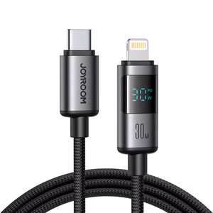 Joyroom S-A16 Pro Prism sērijas 30W USB-C - Lightning kabelis ar ekrānu 1,2 m - melns
