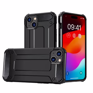 iPhone 15 Plus hibrīda bruņu viedtālruņa apvalks - melns