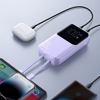 Joyroom JR-PBC06 mini portatīvais lādētājs ar iebūvētiem USB-C / Lightning kabeļiem 30W 10000mAh - violeta