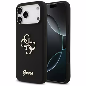 Guess Silikona lielais 4G uzraksts apvalks iPhone 17 Pro Max - melns