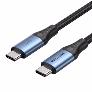Vention USB 2.0 5A 240W 1 m melns USB-C uz USB-C kabelis