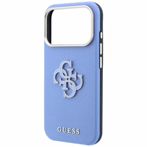 Guess Grained & Big Resin Logo vāciņš iPhone 18 Pro Max / 17 Pro Max – zils