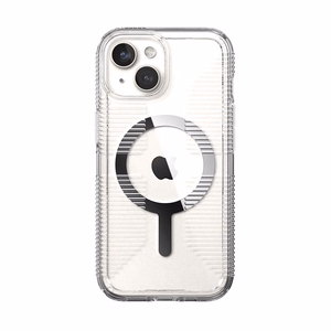 Speck GemShell Grip MagSafe vāciņš ierīcei iPhone 17e / 16e / 15 / 14 / 13, caurspīdīgs, ar hroma apdari