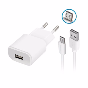 Forever TC-01 lādētājs 1x USB 2A balts + microUSB kabelis