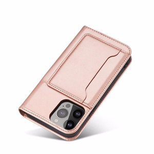 Magnet Card Case для iPhone 13 Pro чехол-кошелёк с держателем для карт розовый