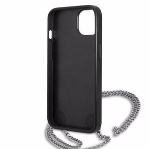 Karl Lagerfeld KLHCP13SPMK iPhone 13 mini 5,4 "melns cietais apvalks Ādas tekstūra un ķēde