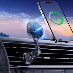 Bezvadu auto lādētājs+turētājs Wozinsky (WCT5-6S4Y) magnētisks (MagSafe 15W) ventilācijas restei melns