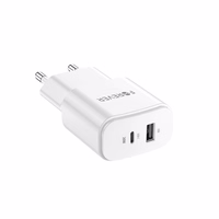 Forever TC-01-20AC PD QC lādētājs 1x USB-C 1x USB 20W balts