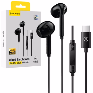 Blavec BHS-02 USB-C austiņas bez silikona uzgaļiem, ar mikrofonu un DAC (BHS02-B), melnas