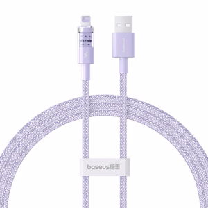 Baseus Gem USB-A uz Lightning 2.4A ātras uzlādes kabelis 1 m, violets