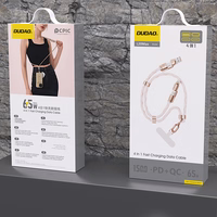 Dudao L20MAX 4in1 kabelis / siksniņa USB-A / USB-C / Lightning PD QC 65W 1.5m – rozā