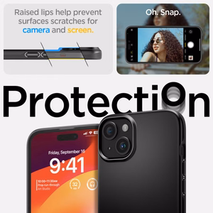 Spigen Thin Fit viedtālruņa apvalks iPhone 15 - melns
