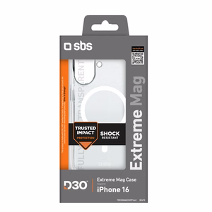 SBS Extreme Mag D3O Magnētiskais iPhone 16 Apvalks - Caurspīdīgs