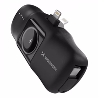 Power Bank Wozinsky "WF16-YLS" melns (bezvadu uzlāde 15W) + integrēts Type-C savienojums