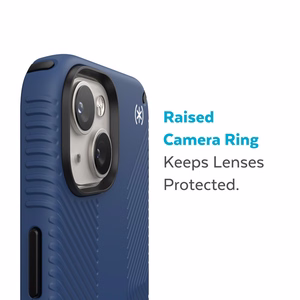 Speck Presidio2 Grip MagSafe vāciņš ierīcei iPhone 14 Plus, ar neslīdošu satvērienu, “Coastal Blue / Black / White” krāsu kombinācija