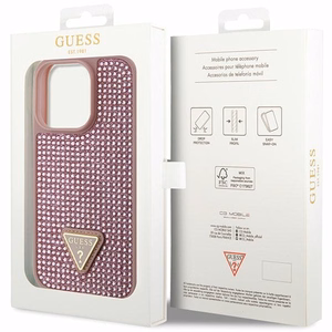 Guess GUHCP14LHDGTPP iPhone 14 Pro 6.1" rozā rozā Kietais vāciņš Rhinestone Triangle