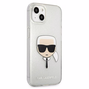 Karl Lagerfeld Glitter Karl's Head чехол для iPhone 13 mini - серебряный