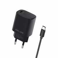 Beline Tīkla lādētājs 1x USB-C 20W + USB-C kabelis melna PD 3.0 BLNCB20C