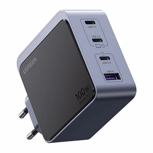 Pelēks Ugreen X565 GaN 100 W lādētājs ar 3 × USB-C un USB-A (35043)