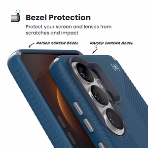 Speck Presidio2 Grip Magnet MagSafe vāciņš ierīcei Samsung Galaxy S26 Ultra, dziļjūras zils / metāliski sudraba / Spell Blue