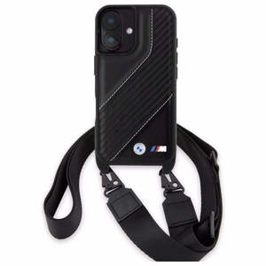 BMW M Edition Carbon Stripe & Strap Viedtālruņa apvalks Apple iPhone 16 - melns