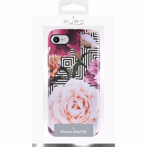 Puro Glam Geo Flowers Pink Peonies vāciņš ierīcei iPhone SE (2020 / 2022) / 8 / 7 / 6s