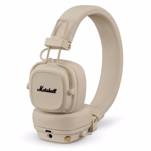 Bezvadu uz ausīm liekamas Bluetooth austiņas Marshall Major V, krēmkrāsas
