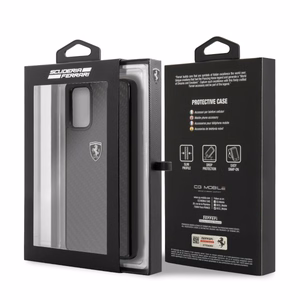 Ferrari FEHCAHCS67BK cietais maciņš Samsung S20+ G985 Carbon Heritage – melns