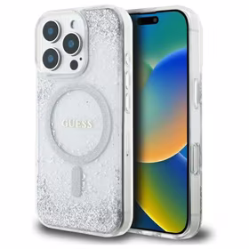 Guess sveķu gradienta mirdzošais magnētiskais apvalks iPhone 16 Pro viedtālrunim – sudrabains