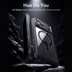 ESR Classic Hybrid MagSafe maciņš modelim iPhone 18 Pro / 17 Pro – caurspīdīgs melns