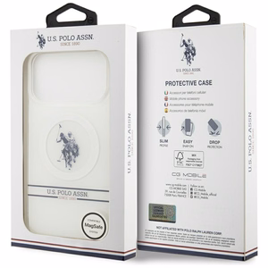 US Polo DH and Bottom Stripe Logo MagSafe Case for iPhone 17 Pro Max - White