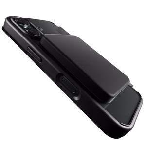 Puro Book Mag magnētiskais ādas viedtālruņa apvalks ar atloku un kartes nodalījumu iPhone 16 - melns