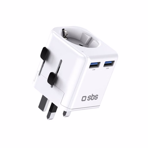 SBS universāls ceļojumu adapteris - EU 2xUSB-A - balts