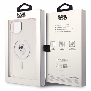 Viedtālruņa apvalks Karl Lagerfeld IML Choupette Magnētiskais MagSafe iPhone 15 Plus - rozā (m)